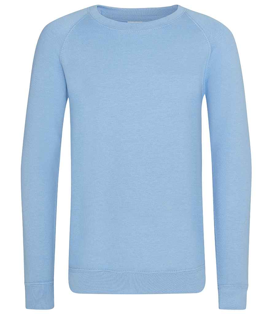 AWDis Academy Kids Raglan Sweatshirt in Sky Blue by AWDis Academy — Custom branded clothing by Print Press, featuring premium embroidery produced in our specialist print lab in the UK.