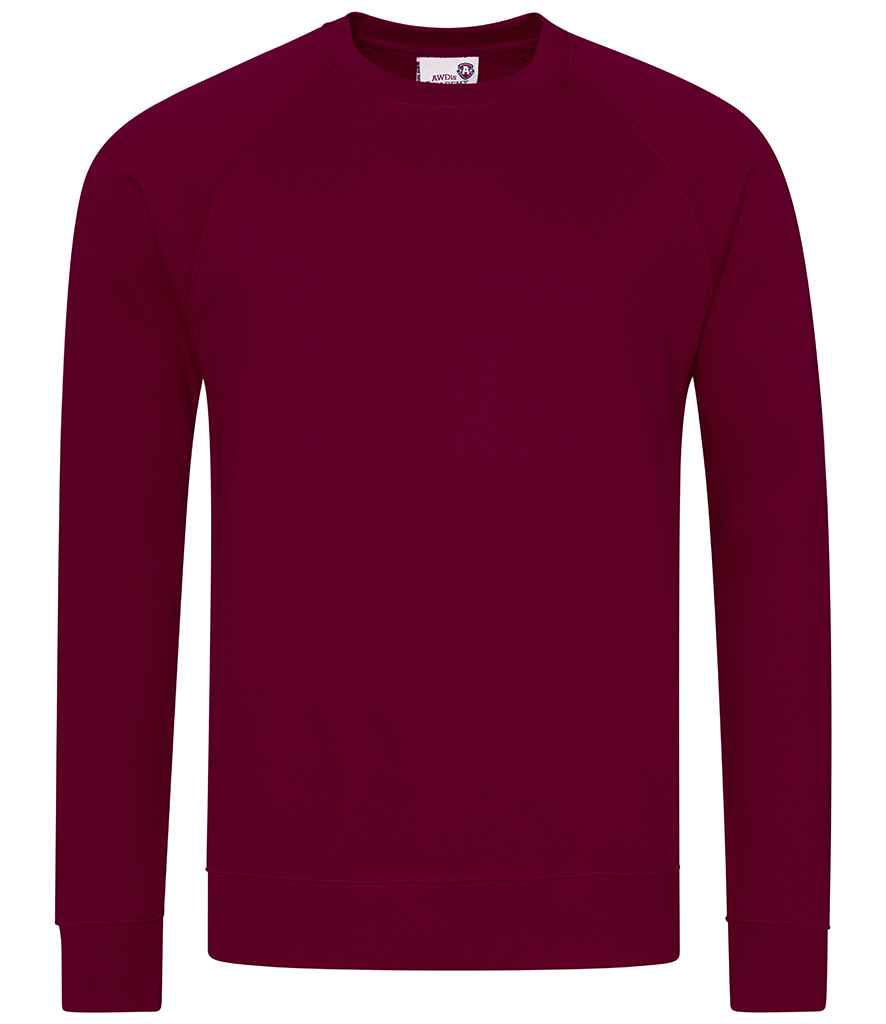 AWDis Academy Raglan Sweatshirt in Burgundy by AWDis Academy — Custom branded clothing by Print Press, featuring premium embroidery produced in our specialist print lab in the UK.