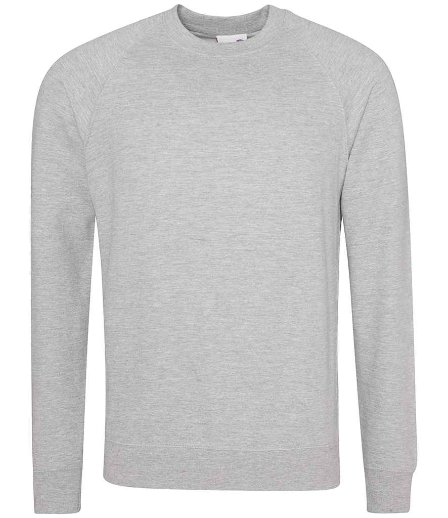 AWDis Academy Raglan Sweatshirt in Grey by AWDis Academy — Custom branded clothing by Print Press, featuring premium embroidery produced in our specialist print lab in the UK.