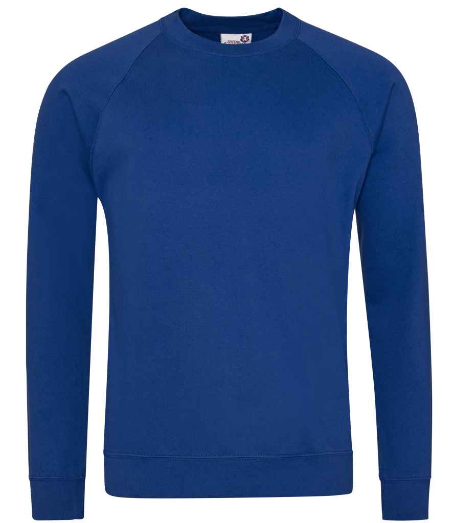 AWDis Academy Raglan Sweatshirt in Deep Royal by AWDis Academy — Custom branded clothing by Print Press, featuring premium embroidery produced in our specialist print lab in the UK.