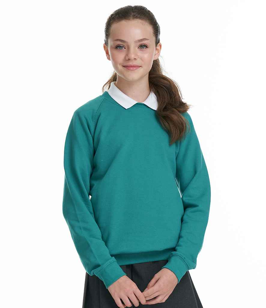 AWDis Academy Raglan Sweatshirt in Emerald by AWDis Academy — Custom branded clothing by Print Press, featuring premium embroidery produced in our specialist print lab in the UK.