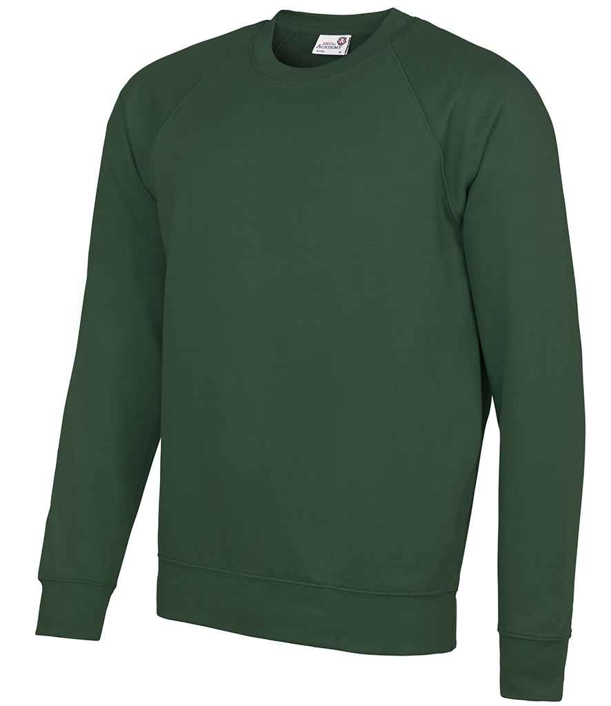 AWDis Academy Raglan Sweatshirt in Green by AWDis Academy — Custom branded clothing by Print Press, featuring premium embroidery produced in our specialist print lab in the UK.