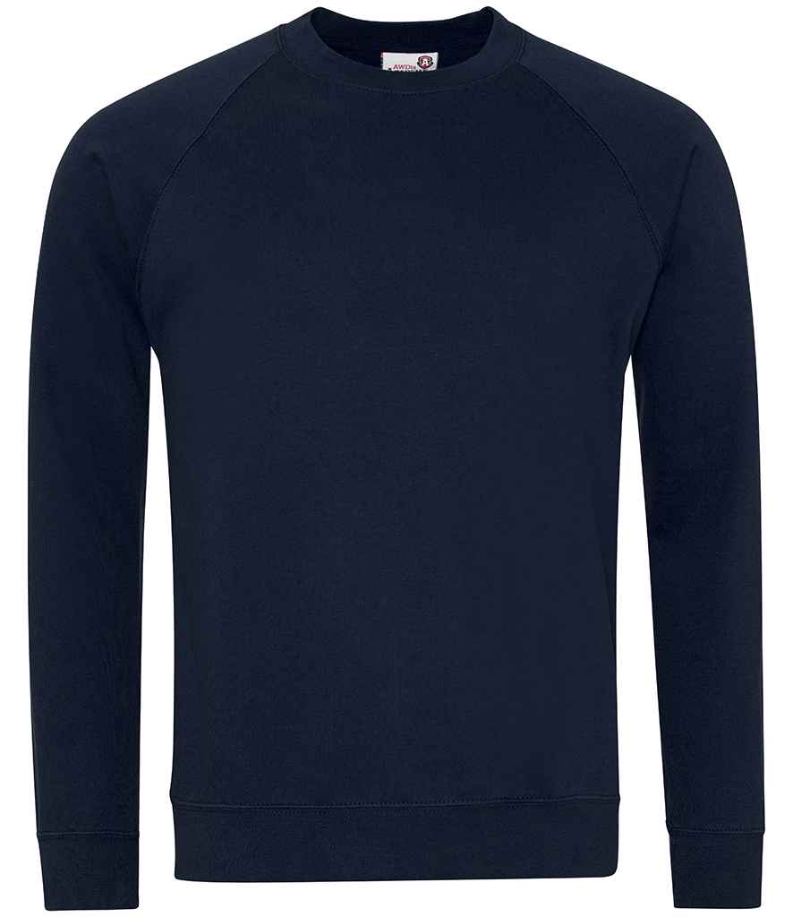 AWDis Academy Raglan Sweatshirt in Navy by AWDis Academy — Custom branded clothing by Print Press, featuring premium embroidery produced in our specialist print lab in the UK.