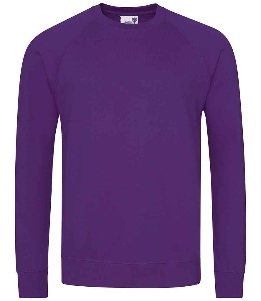 AWDis Academy Raglan Sweatshirt in Purple by AWDis Academy — Custom branded clothing by Print Press, featuring premium embroidery produced in our specialist print lab in the UK.
