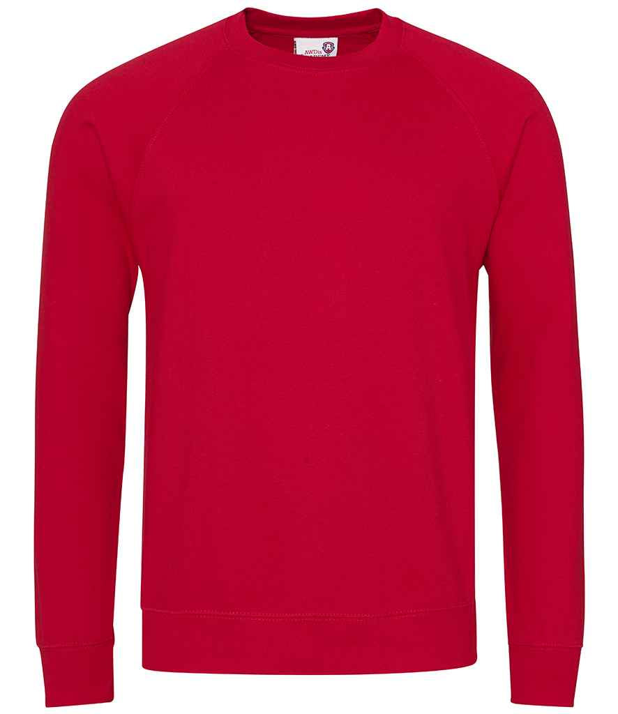 AWDis Academy Raglan Sweatshirt in Red by AWDis Academy — Custom branded clothing by Print Press, featuring premium embroidery produced in our specialist print lab in the UK.