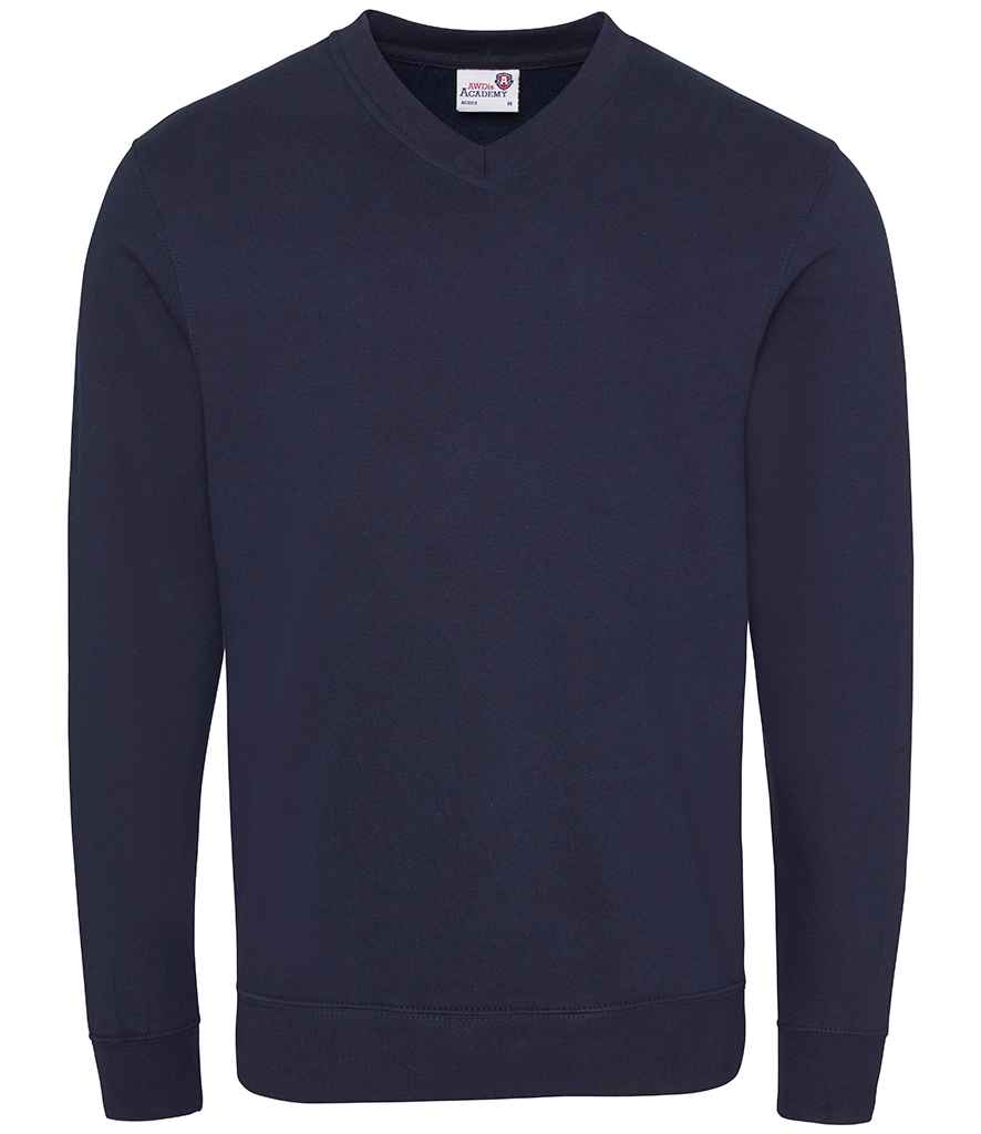 AWDis Academy V Neck Sweatshirt in by AWDis Academy — Custom branded clothing by Print Press, featuring premium embroidery produced in our specialist print lab in the UK.