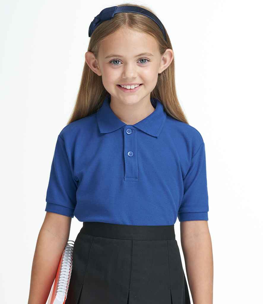AWDis Academy Kids Piqué Polo Shirt in Royal Blue by AWDis Academy — Custom branded clothing by Print Press, featuring premium embroidery produced in our specialist print lab in the UK.