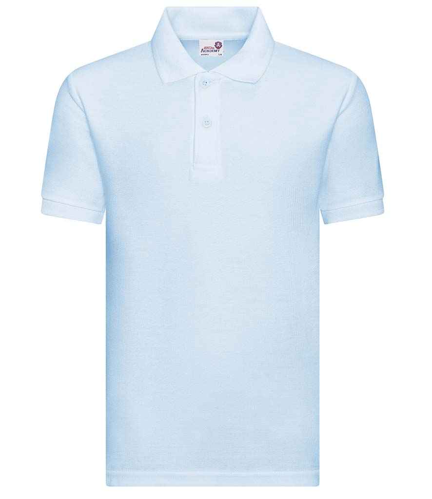 AWDis Academy Kids Piqué Polo Shirt in Sky Blue by AWDis Academy — Custom branded clothing by Print Press, featuring premium embroidery produced in our specialist print lab in the UK.