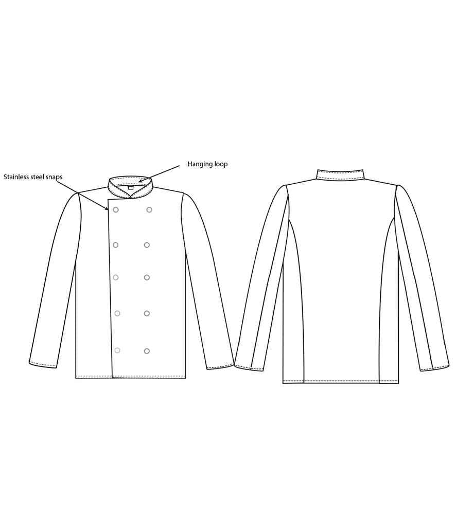 Dennys Long Sleeve Chef's Jacket in by Dennys — Custom branded clothing by Print Press, featuring premium embroidery produced in our specialist print lab in the UK.