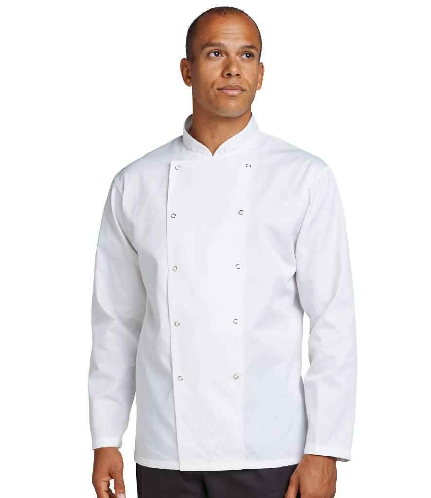 Dennys Short Sleeve Chef's Jacket in Black by Dennys — Custom branded clothing by Print Press, featuring premium embroidery produced in our specialist print lab in the UK.