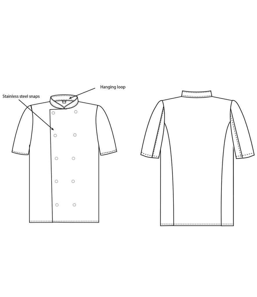 Dennys Short Sleeve Chef's Jacket in by Dennys — Custom branded clothing by Print Press, featuring premium embroidery produced in our specialist print lab in the UK.