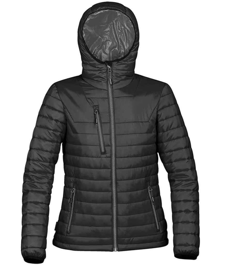 Stormtech Ladies Gravity Thermal Jacket in Black Charcoal by Stormtech — Custom branded clothing by Print Press, featuring premium embroidery produced in our specialist print lab in the UK.