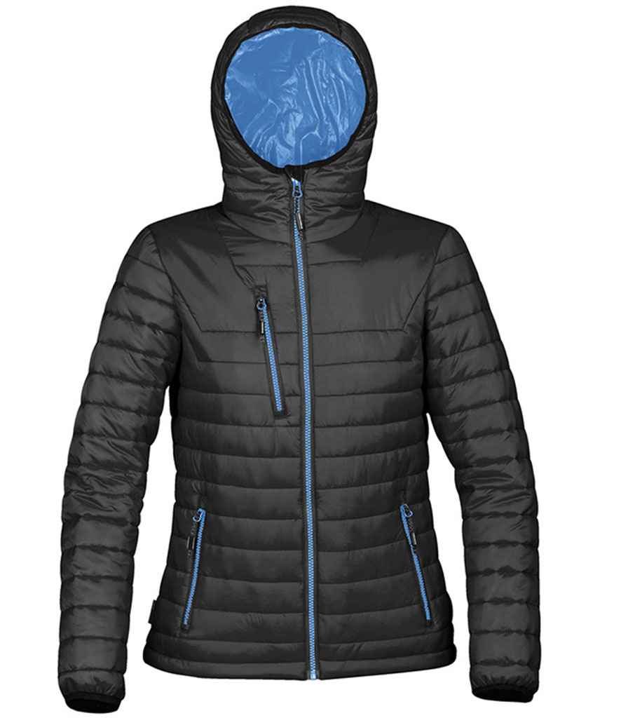 Stormtech Ladies Gravity Thermal Jacket in Black Marine Blue by Stormtech — Custom branded clothing by Print Press, featuring premium embroidery produced in our specialist print lab in the UK.