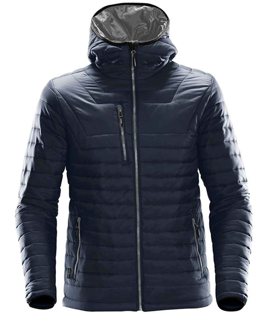 Stormtech Gravity Thermal Jacket in Navy Charcoal by Stormtech — Custom branded clothing by Print Press, featuring premium embroidery produced in our specialist print lab in the UK.