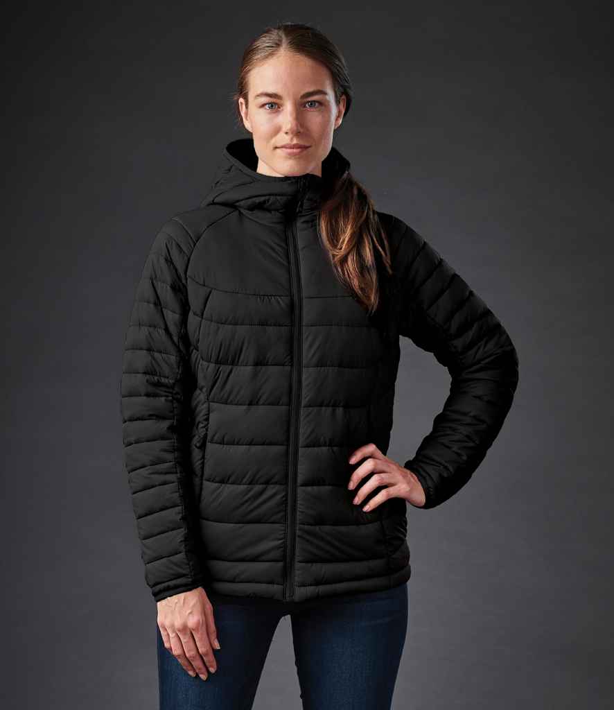Stormtech Ladies Stavanger Thermal Padded Jacket in Black Graphite Grey by Stormtech — Custom branded clothing by Print Press, featuring premium embroidery produced in our specialist print lab in the UK.