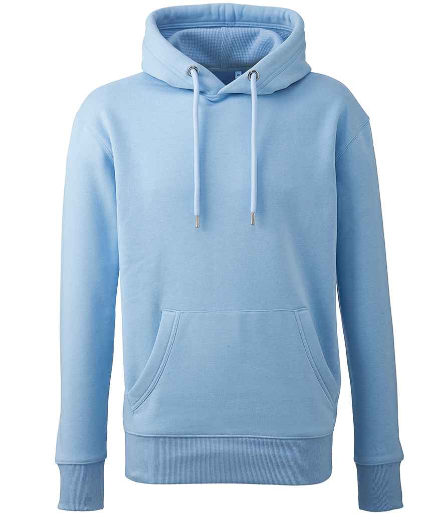Anthem Organic Hoodie in Light Blue by Anthem — Custom branded clothing by Print Press, featuring premium embroidery produced in our specialist print lab in the UK.