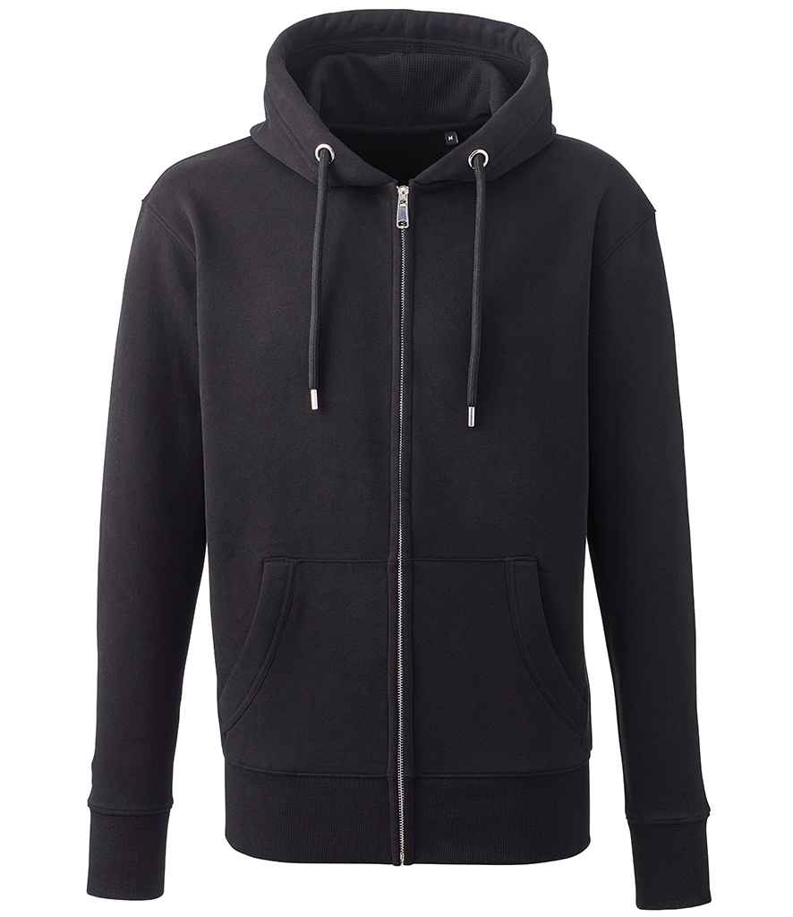 Anthem Organic Full Zip Hoodie in Black by Anthem — Custom branded clothing by Print Press, featuring premium embroidery produced in our specialist print lab in the UK.