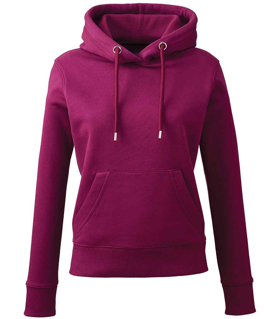 Anthem Ladies Organic Hoodie in Burgundy by Anthem — Custom branded clothing by Print Press, featuring premium embroidery produced in our specialist print lab in the UK.
