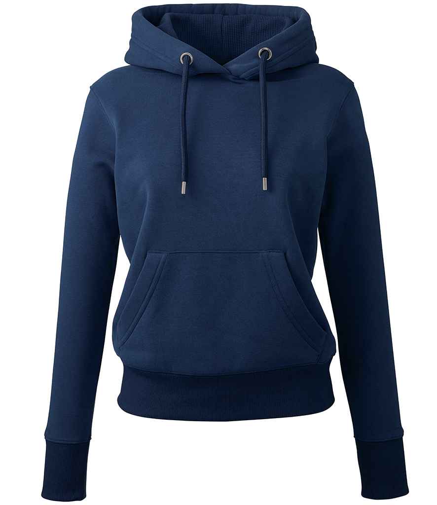 Anthem Ladies Organic Hoodie in Navy by Anthem — Custom branded clothing by Print Press, featuring premium embroidery produced in our specialist print lab in the UK.