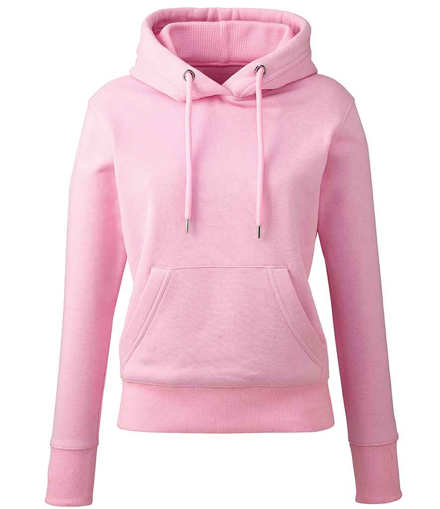 Anthem Ladies Organic Hoodie in Pink by Anthem — Custom branded clothing by Print Press, featuring premium embroidery produced in our specialist print lab in the UK.