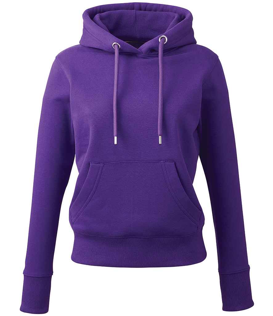 Anthem Ladies Organic Hoodie in Purple by Anthem — Custom branded clothing by Print Press, featuring premium embroidery produced in our specialist print lab in the UK.