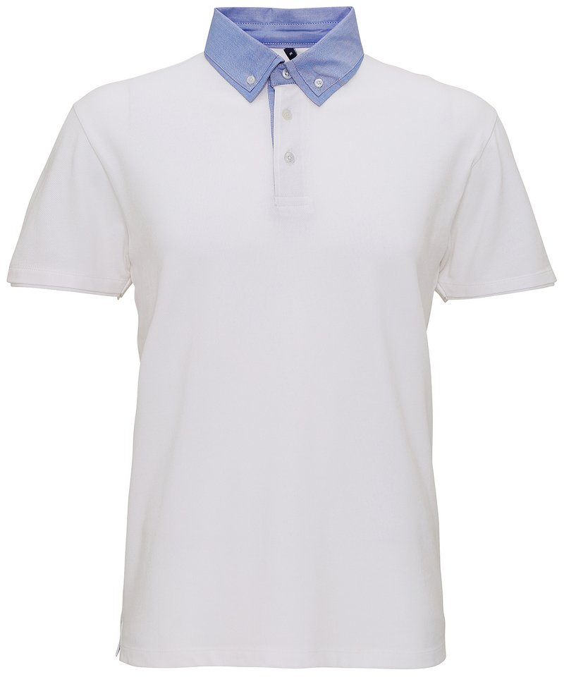 Men's Chambray Button-Down Collar Polo in White Denim by Asquith & Fox — Custom branded clothing by Print Press, featuring premium embroidery produced in our specialist print lab in the UK.