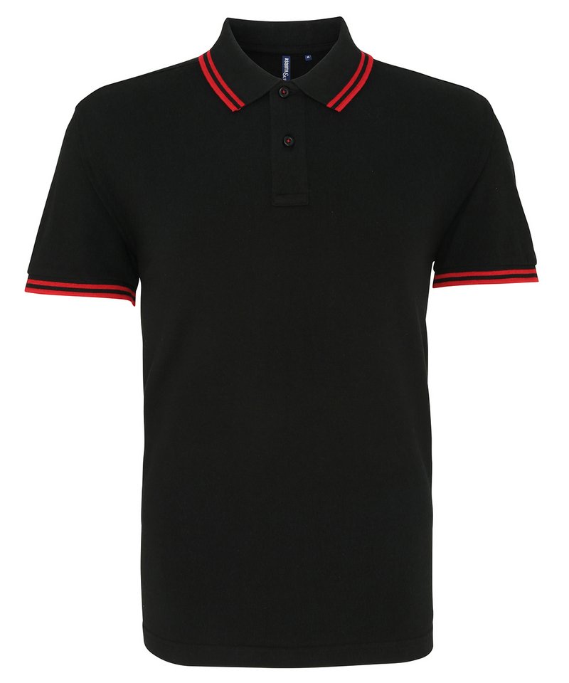 Men's Classic Fit Tipped Polo in Black Red by Asquith & Fox — Custom branded clothing by Print Press, featuring premium embroidery produced in our specialist print lab in the UK.