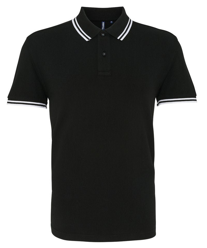Men's Classic Fit Tipped Polo in Black White by Asquith & Fox — Custom branded clothing by Print Press, featuring premium embroidery produced in our specialist print lab in the UK.