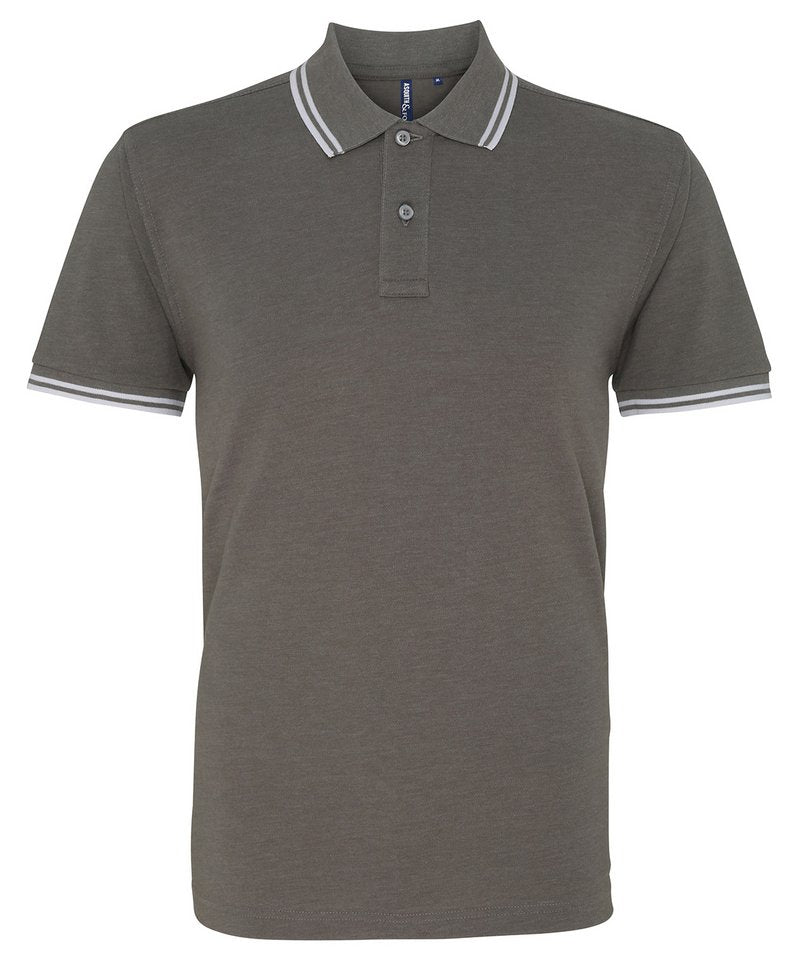 Men's Classic Fit Tipped Polo in Charcoal White by Asquith & Fox — Custom branded clothing by Print Press, featuring premium embroidery produced in our specialist print lab in the UK.
