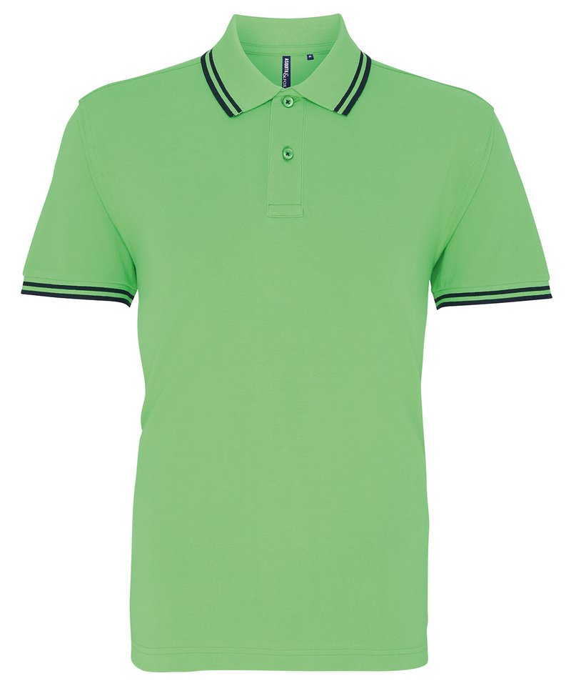 Men's Classic Fit Tipped Polo in Lime Navy by Asquith & Fox — Custom branded clothing by Print Press, featuring premium embroidery produced in our specialist print lab in the UK.