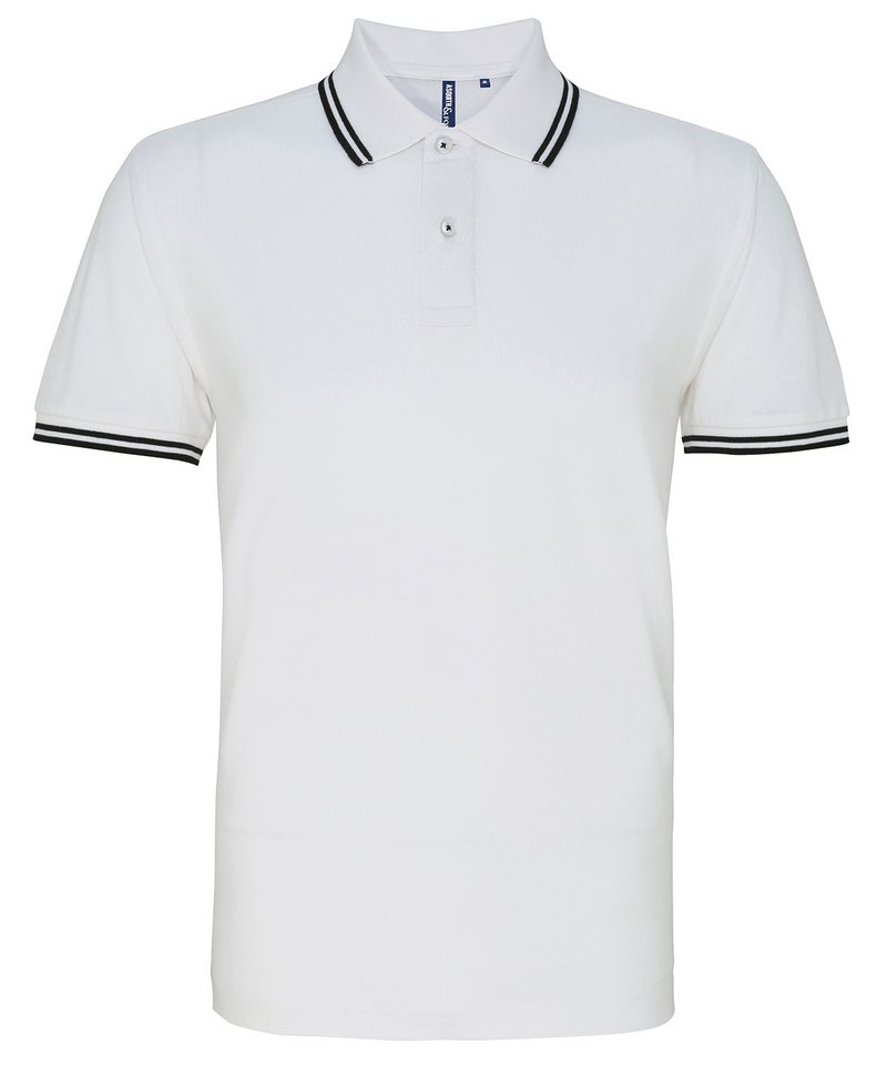 Men's Classic Fit Tipped Polo in White Black by Asquith & Fox — Custom branded clothing by Print Press, featuring premium embroidery produced in our specialist print lab in the UK.