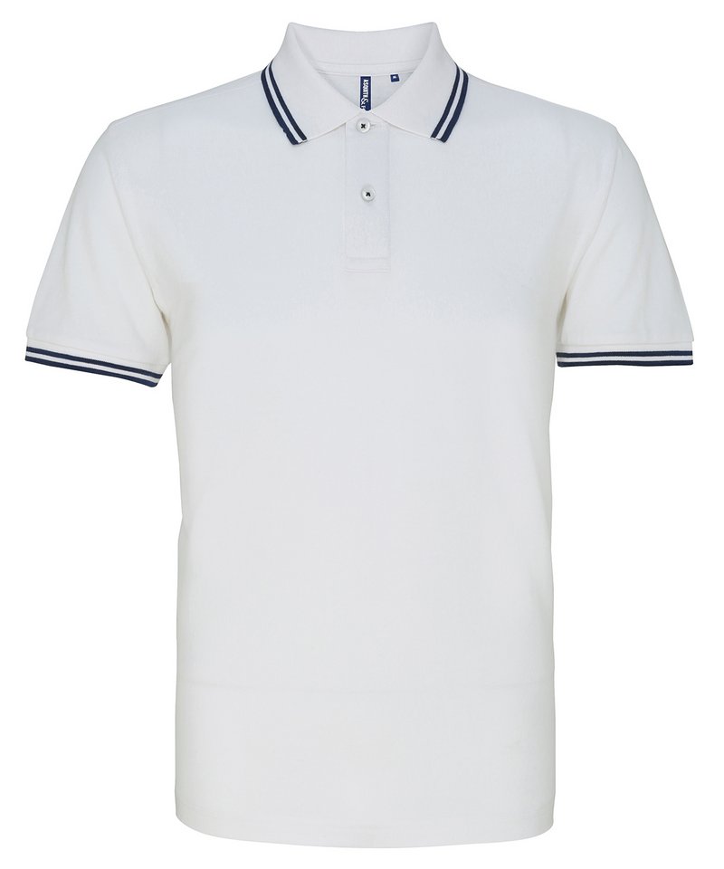 Men's Classic Fit Tipped Polo in White Navy by Asquith & Fox — Custom branded clothing by Print Press, featuring premium embroidery produced in our specialist print lab in the UK.