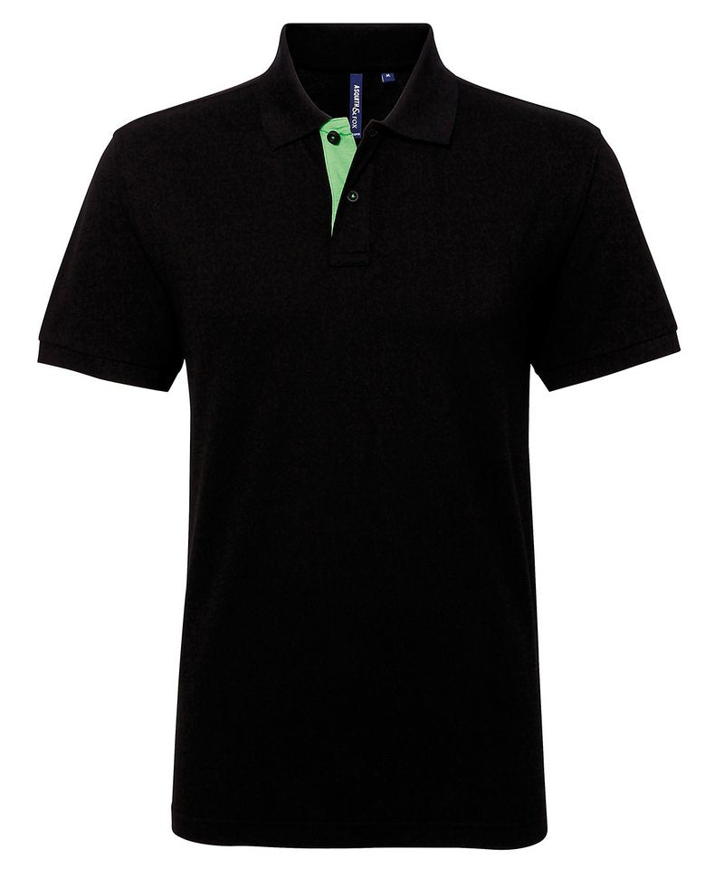 Men's Classic Fit Contrast Polo in Black Lime by Asquith & Fox — Custom branded clothing by Print Press, featuring premium embroidery produced in our specialist print lab in the UK.