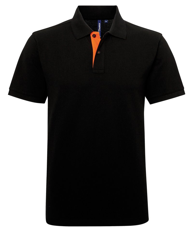 Men's Classic Fit Contrast Polo in Black Orange by Asquith & Fox — Custom branded clothing by Print Press, featuring premium embroidery produced in our specialist print lab in the UK.