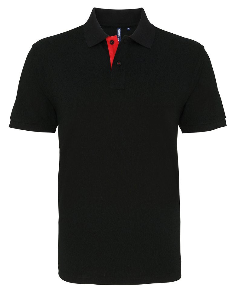 Men's Classic Fit Contrast Polo in Black Red by Asquith & Fox — Custom branded clothing by Print Press, featuring premium embroidery produced in our specialist print lab in the UK.