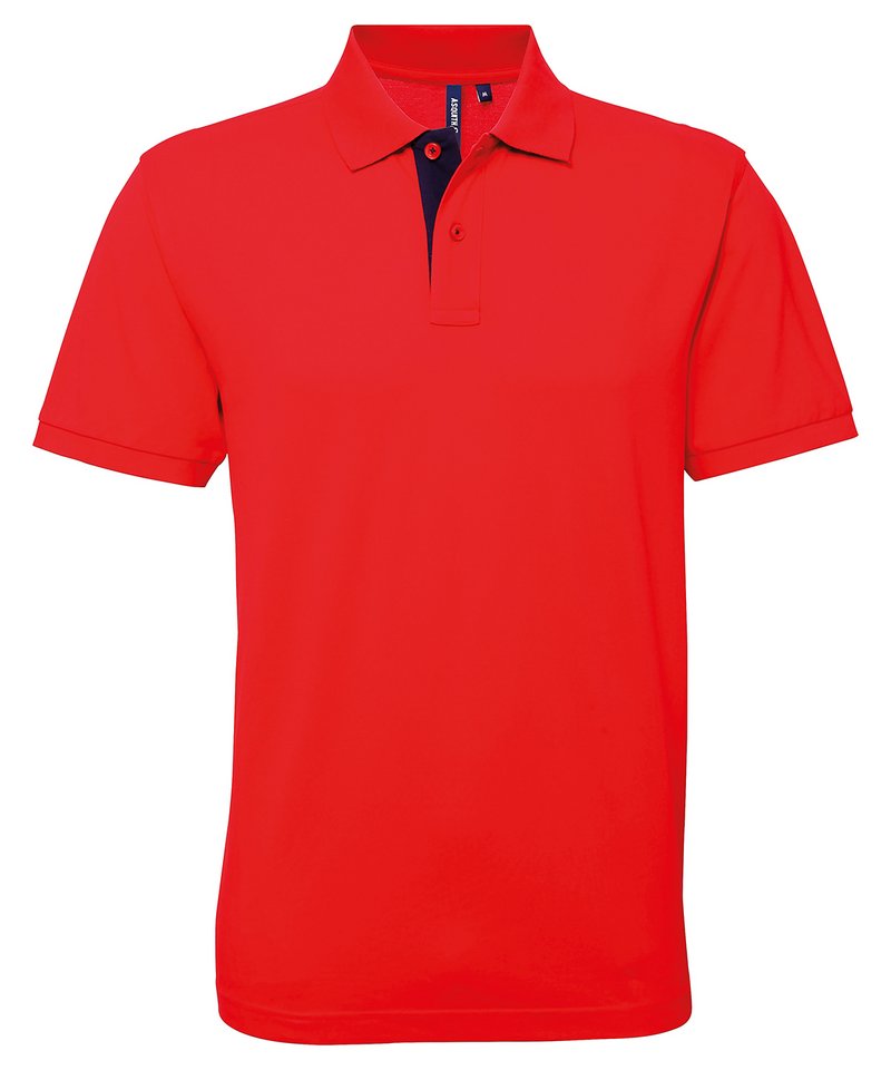Men's Classic Fit Contrast Polo in Red Navy by Asquith & Fox — Custom branded clothing by Print Press, featuring premium embroidery produced in our specialist print lab in the UK.