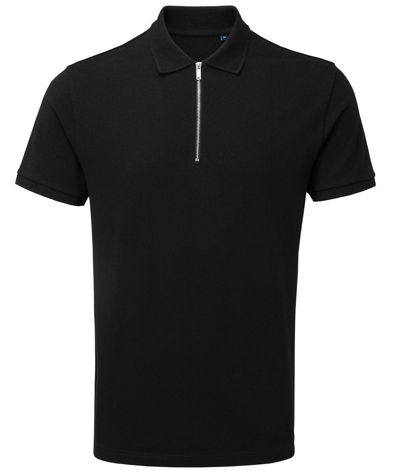 Men's Zip Polo in Black by Asquith & Fox — Custom branded clothing by Print Press, featuring premium embroidery produced in our specialist print lab in the UK.