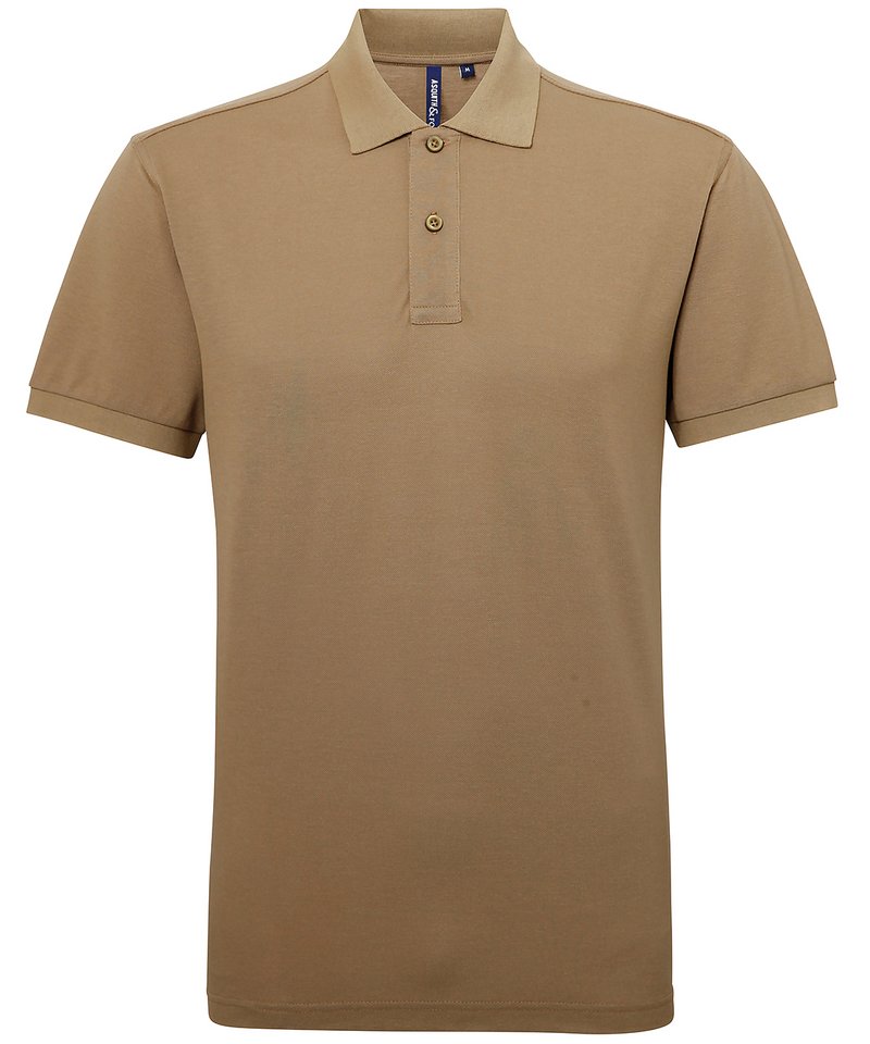 Men's Polycotton Blend Polo in Khaki by Asquith & Fox — Custom branded clothing by Print Press, featuring premium embroidery produced in our specialist print lab in the UK.