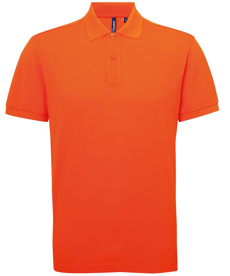 Men's Polycotton Blend Polo in Orange by Asquith & Fox — Custom branded clothing by Print Press, featuring premium embroidery produced in our specialist print lab in the UK.