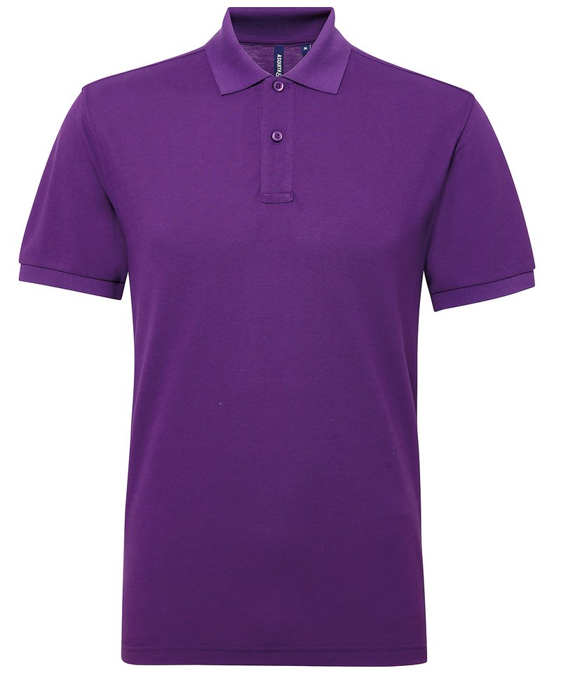 Men's Polycotton Blend Polo in Purple by Asquith & Fox — Custom branded clothing by Print Press, featuring premium embroidery produced in our specialist print lab in the UK.