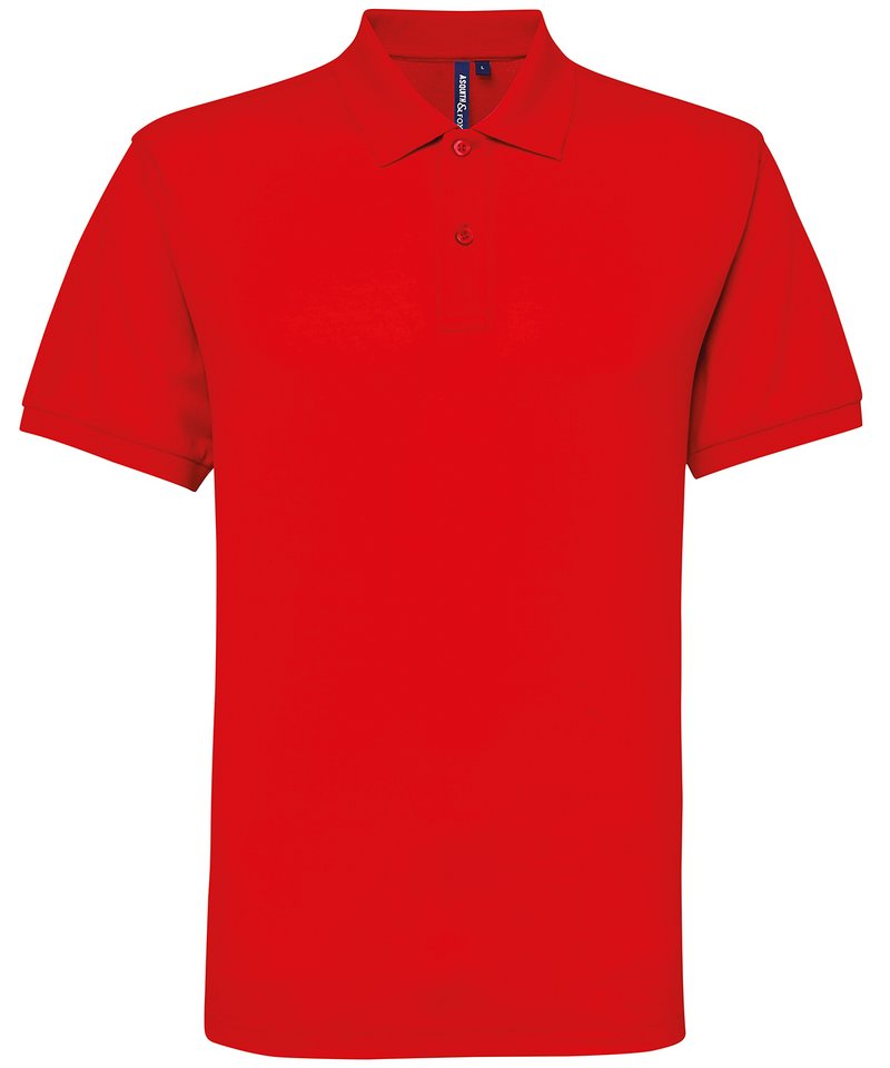 Men's Polycotton Blend Polo in Red by Asquith & Fox — Custom branded clothing by Print Press, featuring premium embroidery produced in our specialist print lab in the UK.