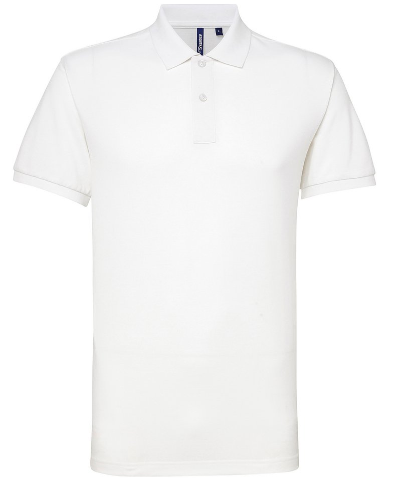 Men's Polycotton Blend Polo in White by Asquith & Fox — Custom branded clothing by Print Press, featuring premium embroidery produced in our specialist print lab in the UK.