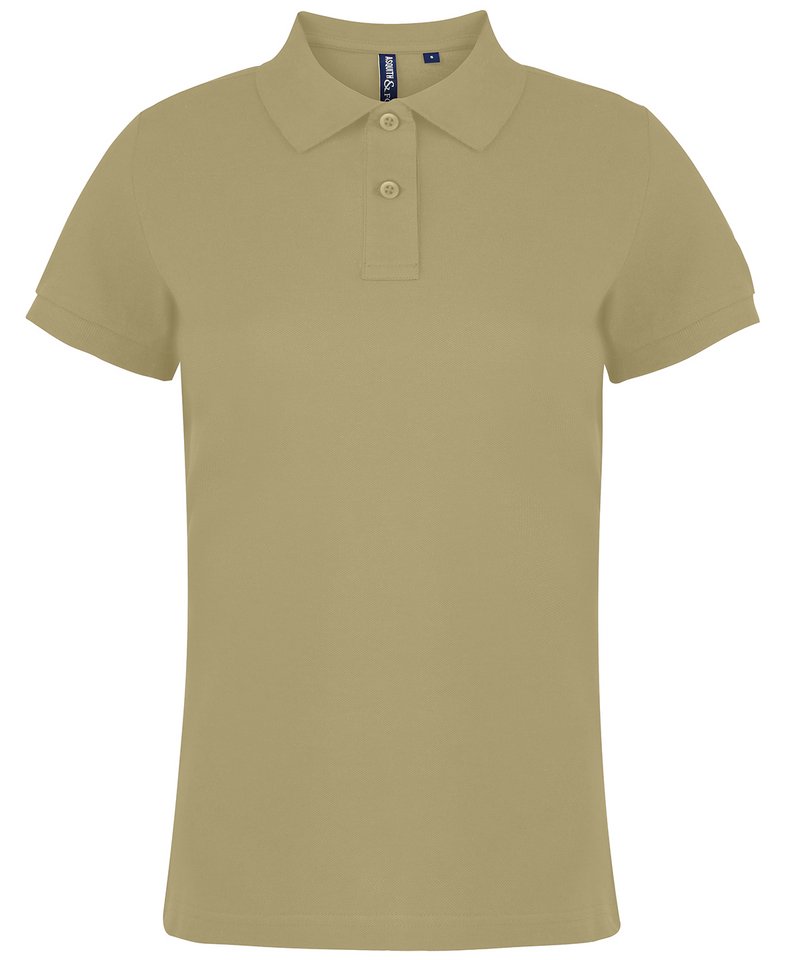 Women's Polo in Khaki by Asquith & Fox — Custom branded clothing by Print Press, featuring premium embroidery produced in our specialist print lab in the UK.