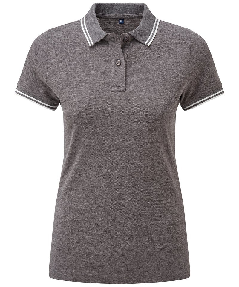 Women's Classic Fit Tipped Polo in Charcoal White by Asquith & Fox — Custom branded clothing by Print Press, featuring premium embroidery produced in our specialist print lab in the UK.