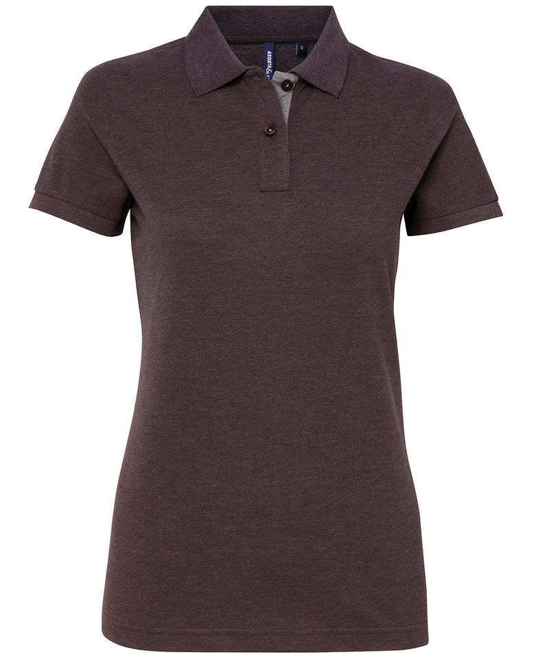 Women's Contrast Polo in Charcoal Heather Grey by Asquith & Fox — Custom branded clothing by Print Press, featuring premium embroidery produced in our specialist print lab in the UK.