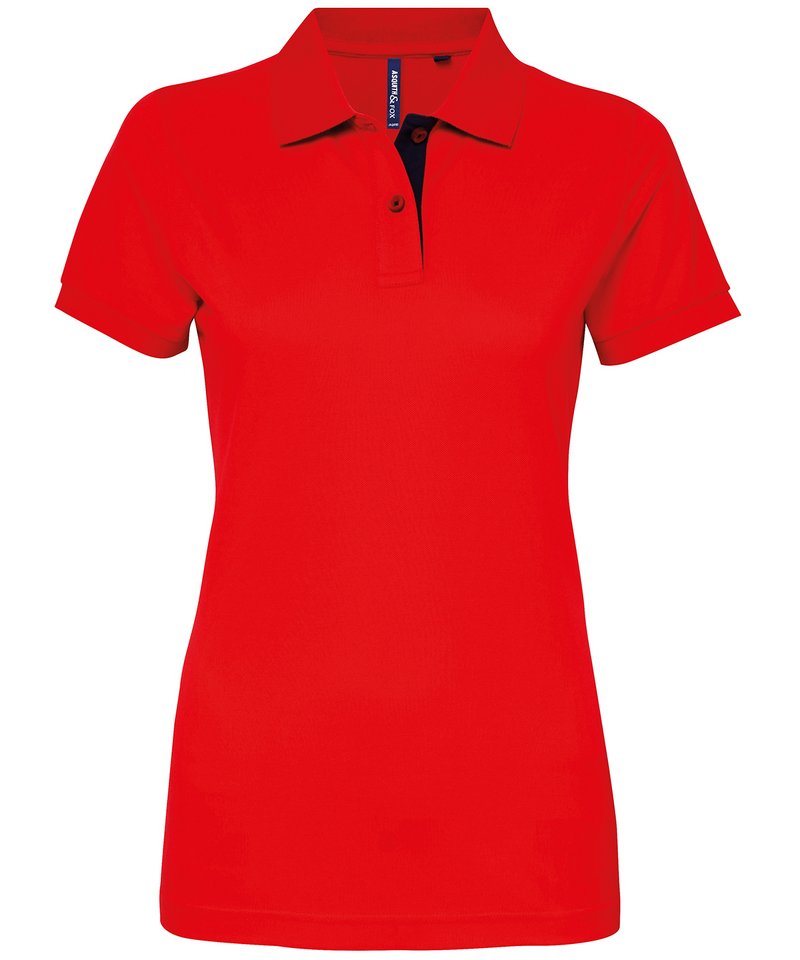 Women's Contrast Polo in Red Navy by Asquith & Fox — Custom branded clothing by Print Press, featuring premium embroidery produced in our specialist print lab in the UK.