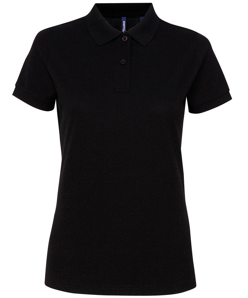 Women's Polycotton Blend Polo - (2nd Colours) in Black by Asquith & Fox — Custom branded clothing by Print Press, featuring premium embroidery produced in our specialist print lab in the UK.