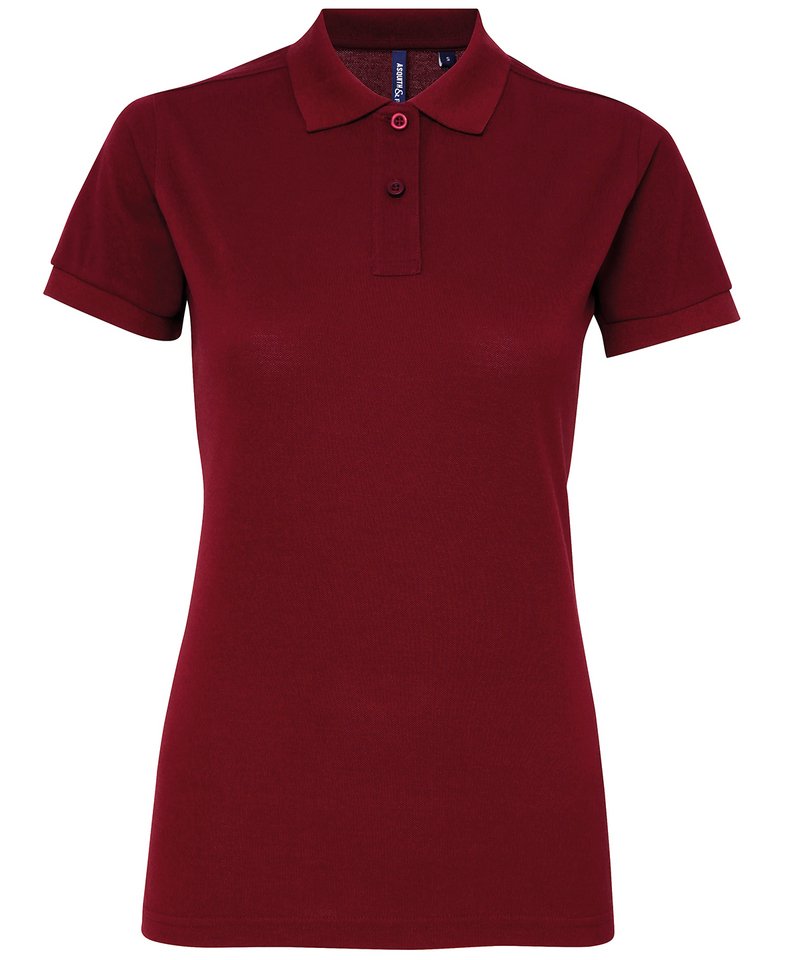Women's Polycotton Blend Polo - (2nd Colours) in Burgundy by Asquith & Fox — Custom branded clothing by Print Press, featuring premium embroidery produced in our specialist print lab in the UK.