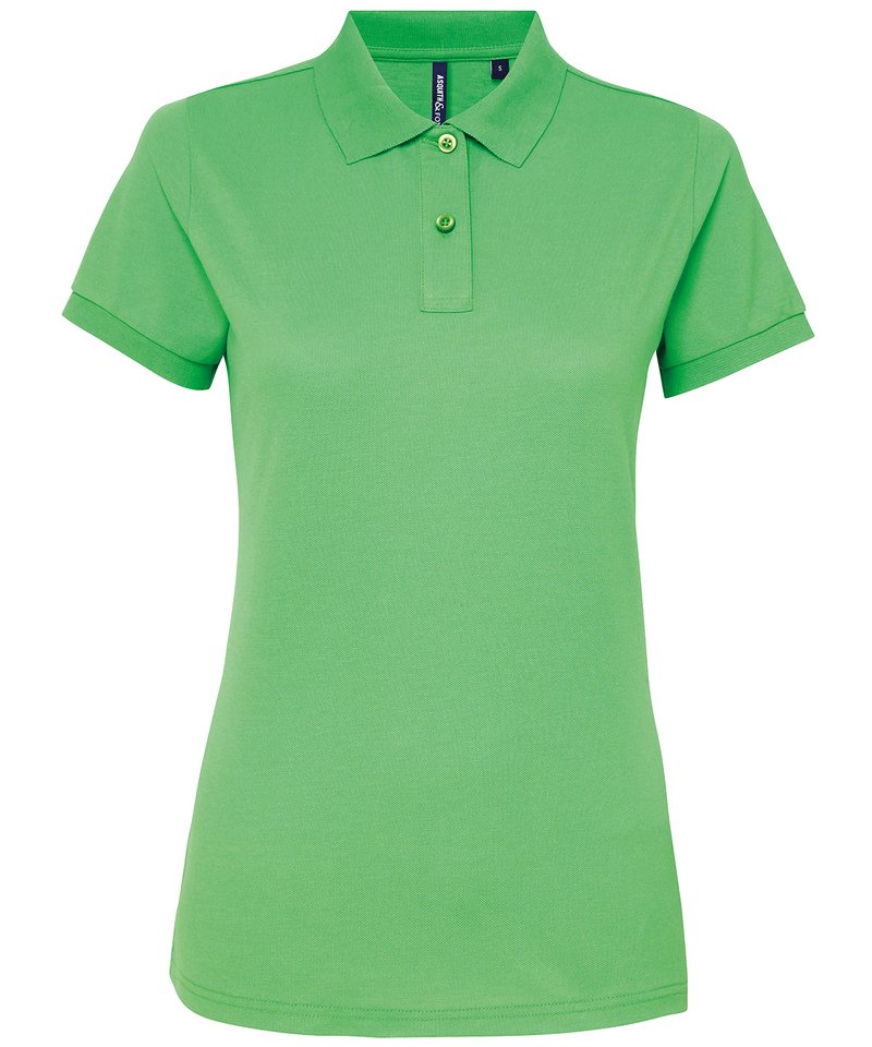 Women's Polycotton Blend Polo in Lime by Asquith & Fox — Custom branded clothing by Print Press, featuring premium embroidery produced in our specialist print lab in the UK.