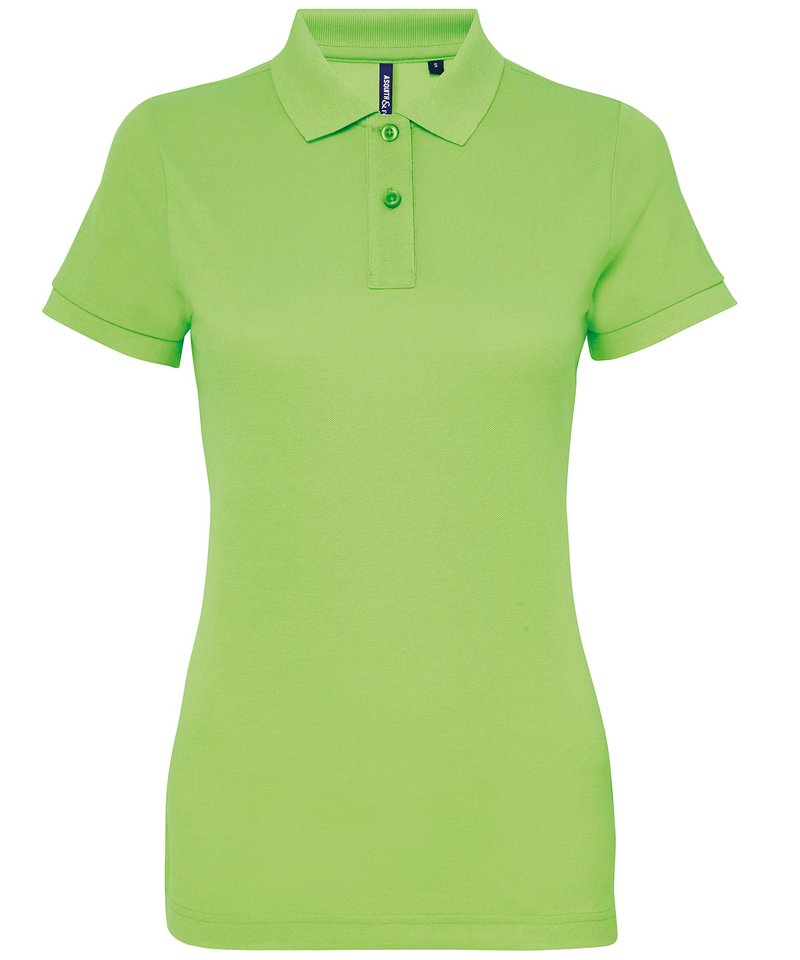 Women's Polycotton Blend Polo in Neon Green by Asquith & Fox — Custom branded clothing by Print Press, featuring premium embroidery produced in our specialist print lab in the UK.
